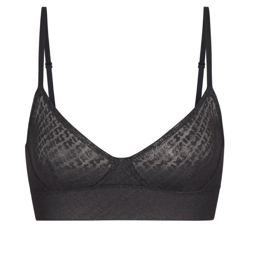 NWT skims Logo mesh triangle bralette in the color Onyx foil!! Size xxs